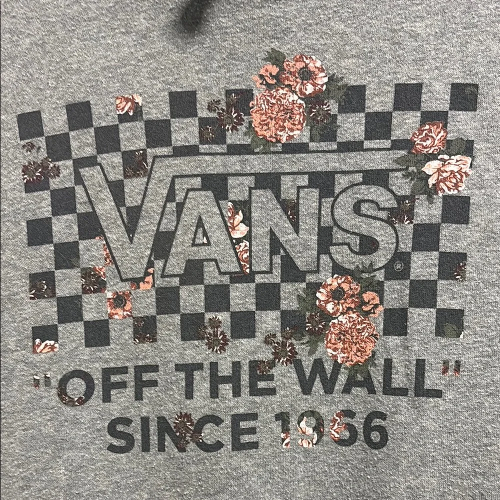 Women’s Cropped Vans Gray Hoodie with Floral Design - Picture 3 of 6
